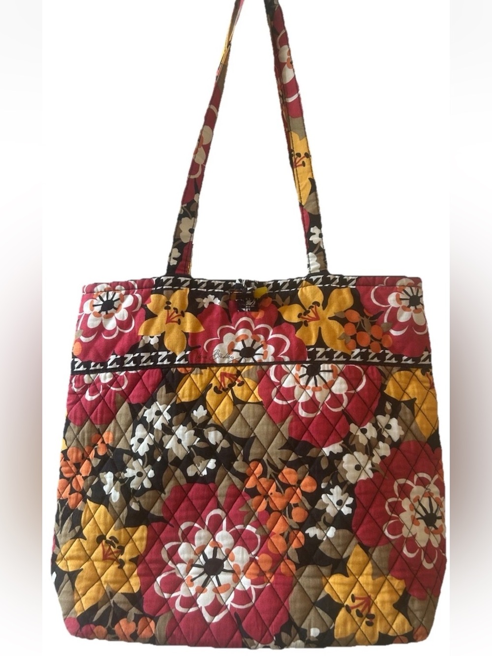 VERA BRADLEY Bittersweet Floral Large Quilted Tote Bag Toggle Close